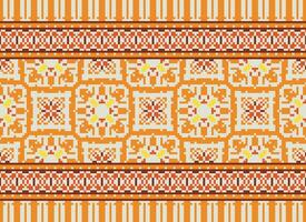Cross stitch colorful geometric traditional ethnic pattern Ikat seamless pattern abstract design for fabric print cloth dress carpet curtains and sarong Aztec African Indian Indonesian vector
