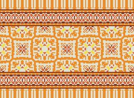 Cross stitch colorful geometric traditional ethnic pattern Ikat seamless pattern abstract design for fabric print cloth dress carpet curtains and sarong Aztec African Indian Indonesian vector