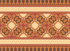 Cross stitch colorful geometric traditional ethnic pattern Ikat seamless pattern abstract design for fabric print cloth dress carpet curtains and sarong Aztec African Indian Indonesian vector