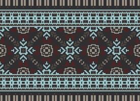 Nature vintages cross stitch traditional ethnic pattern paisley flower Ikat background abstract Aztec African Indonesian Indian seamless pattern for fabric print cloth dress carpet curtains and sarong vector