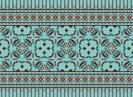 Nature vintages cross stitch traditional ethnic pattern paisley flower Ikat background abstract Aztec African Indonesian Indian seamless pattern for fabric print cloth dress carpet curtains and sarong vector