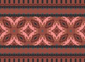 Nature vintages cross stitch traditional ethnic pattern paisley flower Ikat background abstract Aztec African Indonesian Indian seamless pattern for fabric print cloth dress carpet curtains and sarong vector