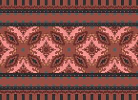 Nature vintages cross stitch traditional ethnic pattern paisley flower Ikat background abstract Aztec African Indonesian Indian seamless pattern for fabric print cloth dress carpet curtains and sarong vector