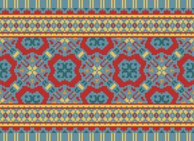 Nature vintages cross stitch traditional ethnic pattern paisley flower Ikat background abstract Aztec African Indonesian Indian seamless pattern for fabric print cloth dress carpet curtains and sarong vector