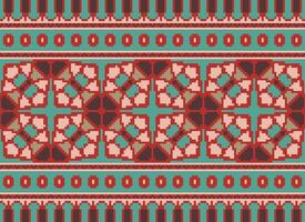 Nature vintages cross stitch traditional ethnic pattern paisley flower Ikat background abstract Aztec African Indonesian Indian seamless pattern for fabric print cloth dress carpet curtains and sarong vector
