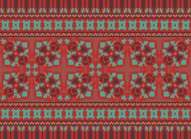 Geometric ethnic pattern. Pixel pattern. Design for clothing, fabric, background, wallpaper, wrapping, batik. Knitwear, Embroidery style. Aztec geometric art ornament print. Vector illustration.