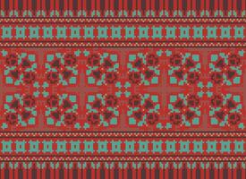 Geometric ethnic pattern. Pixel pattern. Design for clothing, fabric, background, wallpaper, wrapping, batik. Knitwear, Embroidery style. Aztec geometric art ornament print. Vector illustration.