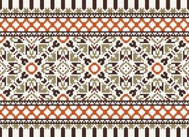 Nature vintages cross stitch traditional ethnic pattern paisley flower Ikat background abstract Aztec African Indonesian Indian seamless pattern for fabric print cloth dress carpet curtains and sarong vector