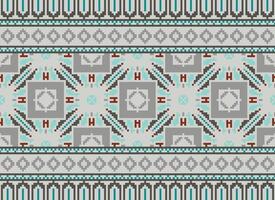 Nature vintages cross stitch traditional ethnic pattern paisley flower Ikat background abstract Aztec African Indonesian Indian seamless pattern for fabric print cloth dress carpet curtains and sarong vector