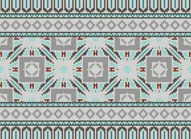 Nature vintages cross stitch traditional ethnic pattern paisley flower Ikat background abstract Aztec African Indonesian Indian seamless pattern for fabric print cloth dress carpet curtains and sarong vector