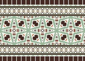 Nature vintages cross stitch traditional ethnic pattern paisley flower Ikat background abstract Aztec African Indonesian Indian seamless pattern for fabric print cloth dress carpet curtains and sarong vector