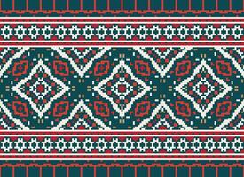 Nature vintages cross stitch traditional ethnic pattern paisley flower Ikat background abstract Aztec African Indonesian Indian seamless pattern for fabric print cloth dress carpet curtains and sarong vector