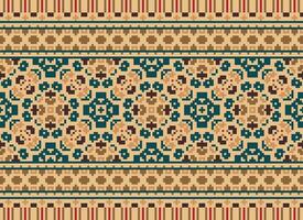 Geometric ethnic pattern. Pixel pattern. Design for clothing, fabric, background, wallpaper, wrapping, batik. Knitwear, Embroidery style. Aztec geometric art ornament print. Vector illustration.
