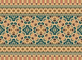 Geometric ethnic pattern. Pixel pattern. Design for clothing, fabric, background, wallpaper, wrapping, batik. Knitwear, Embroidery style. Aztec geometric art ornament print. Vector illustration.