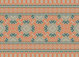 Geometric ethnic pattern. Pixel pattern. Design for clothing, fabric, background, wallpaper, wrapping, batik. Knitwear, Embroidery style. Aztec geometric art ornament print. Vector illustration.
