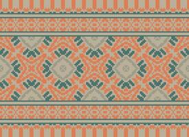 Geometric ethnic pattern. Pixel pattern. Design for clothing, fabric, background, wallpaper, wrapping, batik. Knitwear, Embroidery style. Aztec geometric art ornament print. Vector illustration.