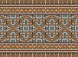 Geometric ethnic pattern. Pixel pattern. Design for clothing, fabric, background, wallpaper, wrapping, batik. Knitwear, Embroidery style. Aztec geometric art ornament print. Vector illustration.