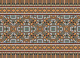 Geometric ethnic pattern. Pixel pattern. Design for clothing, fabric, background, wallpaper, wrapping, batik. Knitwear, Embroidery style. Aztec geometric art ornament print. Vector illustration.