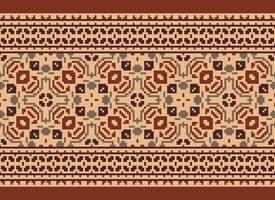 Geometric ethnic pattern. Pixel pattern. Design for clothing, fabric, background, wallpaper, wrapping, batik. Knitwear, Embroidery style. Aztec geometric art ornament print. Vector illustration.