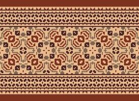 Geometric ethnic pattern. Pixel pattern. Design for clothing, fabric, background, wallpaper, wrapping, batik. Knitwear, Embroidery style. Aztec geometric art ornament print. Vector illustration.