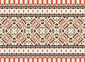 Geometric ethnic pattern. Pixel pattern. Design for clothing, fabric, background, wallpaper, wrapping, batik. Knitwear, Embroidery style. Aztec geometric art ornament print. Vector illustration.