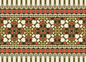 Geometric ethnic pattern. Pixel pattern. Design for clothing, fabric, background, wallpaper, wrapping, batik. Knitwear, Embroidery style. Aztec geometric art ornament print. Vector illustration.