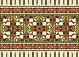 Geometric ethnic pattern. Pixel pattern. Design for clothing, fabric, background, wallpaper, wrapping, batik. Knitwear, Embroidery style. Aztec geometric art ornament print. Vector illustration.