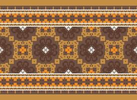 Geometric ethnic pattern. Pixel pattern. Design for clothing, fabric, background, wallpaper, wrapping, batik. Knitwear, Embroidery style. Aztec geometric art ornament print. Vector illustration.