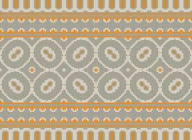 Geometric ethnic pattern. Pixel pattern. Design for clothing, fabric, background, wallpaper, wrapping, batik. Knitwear, Embroidery style. Aztec geometric art ornament print. Vector illustration.