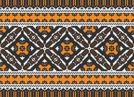 Geometric ethnic pattern. Pixel pattern. Design for clothing, fabric, background, wallpaper, wrapping, batik. Knitwear, Embroidery style. Aztec geometric art ornament print. Vector illustration.