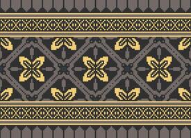 Geometric ethnic pattern. Pixel pattern. Design for clothing, fabric, background, wallpaper, wrapping, batik. Knitwear, Embroidery style. Aztec geometric art ornament print. Vector illustration.
