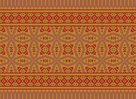Geometric ethnic pattern. Pixel pattern. Design for clothing, fabric, background, wallpaper, wrapping, batik. Knitwear, Embroidery style. Aztec geometric art ornament print. Vector illustration.