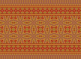 Geometric ethnic pattern. Pixel pattern. Design for clothing, fabric, background, wallpaper, wrapping, batik. Knitwear, Embroidery style. Aztec geometric art ornament print. Vector illustration.