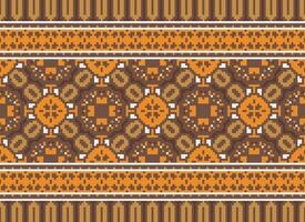 Geometric ethnic pattern. Pixel pattern. Design for clothing, fabric, background, wallpaper, wrapping, batik. Knitwear, Embroidery style. Aztec geometric art ornament print. Vector illustration.