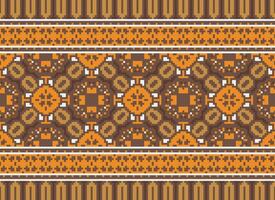 Geometric ethnic pattern. Pixel pattern. Design for clothing, fabric, background, wallpaper, wrapping, batik. Knitwear, Embroidery style. Aztec geometric art ornament print. Vector illustration.