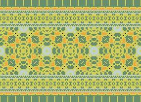 Geometric ethnic pattern. Pixel pattern. Design for clothing, fabric, background, wallpaper, wrapping, batik. Knitwear, Embroidery style. Aztec geometric art ornament print. Vector illustration.