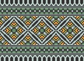 Geometric ethnic pattern. Pixel pattern. Design for clothing, fabric, background, wallpaper, wrapping, batik. Knitwear, Embroidery style. Aztec geometric art ornament print. Vector illustration.
