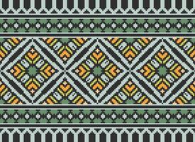 Geometric ethnic pattern. Pixel pattern. Design for clothing, fabric, background, wallpaper, wrapping, batik. Knitwear, Embroidery style. Aztec geometric art ornament print. Vector illustration.