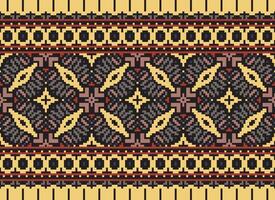 Geometric ethnic pattern. Pixel pattern. Design for clothing, fabric, background, wallpaper, wrapping, batik. Knitwear, Embroidery style. Aztec geometric art ornament print. Vector illustration.