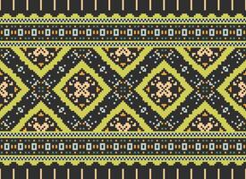 Geometric ethnic pattern. Pixel pattern. Design for clothing, fabric, background, wallpaper, wrapping, batik. Knitwear, Embroidery style. Aztec geometric art ornament print. Vector illustration.