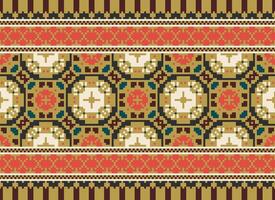 Geometric ethnic pattern. Pixel pattern. Design for clothing, fabric, background, wallpaper, wrapping, batik. Knitwear, Embroidery style. Aztec geometric art ornament print. Vector illustration.