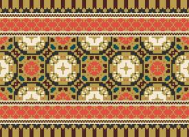 Geometric ethnic pattern. Pixel pattern. Design for clothing, fabric, background, wallpaper, wrapping, batik. Knitwear, Embroidery style. Aztec geometric art ornament print. Vector illustration.