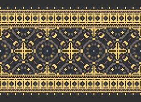 Geometric ethnic pattern. Pixel pattern. Design for clothing, fabric, background, wallpaper, wrapping, batik. Knitwear, Embroidery style. Aztec geometric art ornament print. Vector illustration.