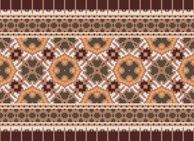 Geometric ethnic pattern. Pixel pattern. Design for clothing, fabric, background, wallpaper, wrapping, batik. Knitwear, Embroidery style. Aztec geometric art ornament print. Vector illustration.