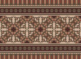 Geometric ethnic pattern. Pixel pattern. Design for clothing, fabric, background, wallpaper, wrapping, batik. Knitwear, Embroidery style. Aztec geometric art ornament print. Vector illustration.
