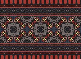 Geometric ethnic pattern. Pixel pattern. Design for clothing, fabric, background, wallpaper, wrapping, batik. Knitwear, Embroidery style. Aztec geometric art ornament print. Vector illustration.