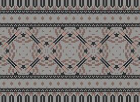 Geometric ethnic pattern. Pixel pattern. Design for clothing, fabric, background, wallpaper, wrapping, batik. Knitwear, Embroidery style. Aztec geometric art ornament print. Vector illustration.