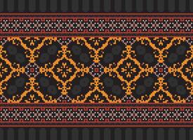 Geometric ethnic pattern. Pixel pattern. Design for clothing, fabric, background, wallpaper, wrapping, batik. Knitwear, Embroidery style. Aztec geometric art ornament print. Vector illustration.