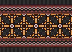 Geometric ethnic pattern. Pixel pattern. Design for clothing, fabric, background, wallpaper, wrapping, batik. Knitwear, Embroidery style. Aztec geometric art ornament print. Vector illustration.