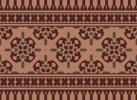 Geometric ethnic pattern. Pixel pattern. Design for clothing, fabric, background, wallpaper, wrapping, batik. Knitwear, Embroidery style. Aztec geometric art ornament print. Vector illustration.